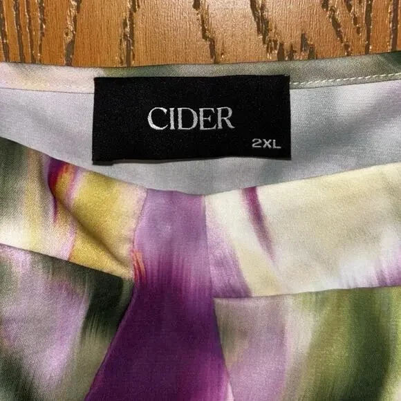 Cider women’s Colorful Ruched Side Asymmetric Hem Floral Midi Dress Size 2XL - Picture 4 of 5